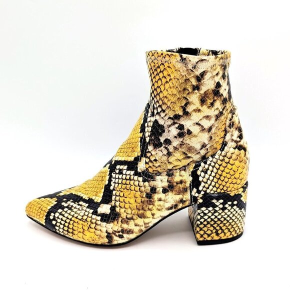 Aldo Yellowjacket Snakeskin Embossed Ankle Boots Bottie Pointed Toe Size 6 (36) - Picture 1 of 9